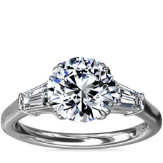 Three-Stone Tapered Baguette Diamond Engagement Ring in Platinum (0.48 ct. tw.)